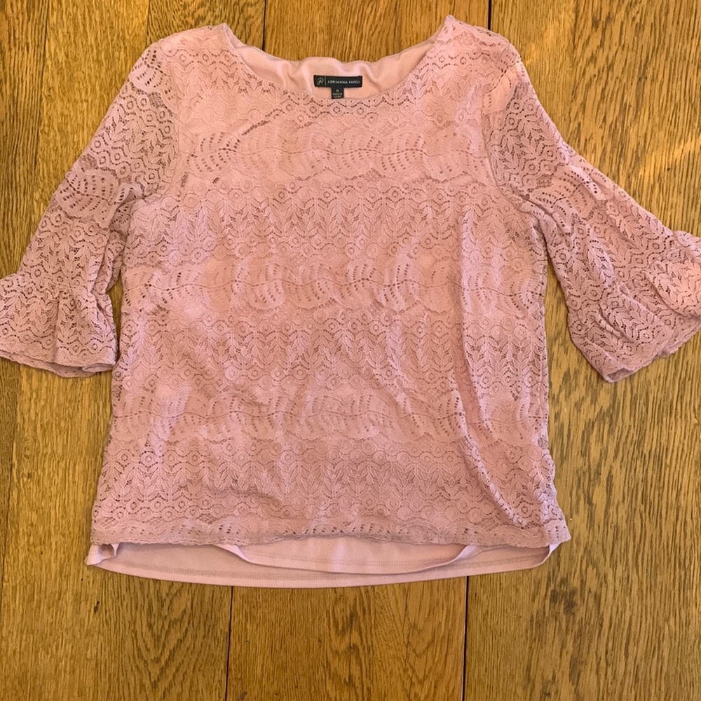 Pink, lace Adrianna Papell top, size medium.